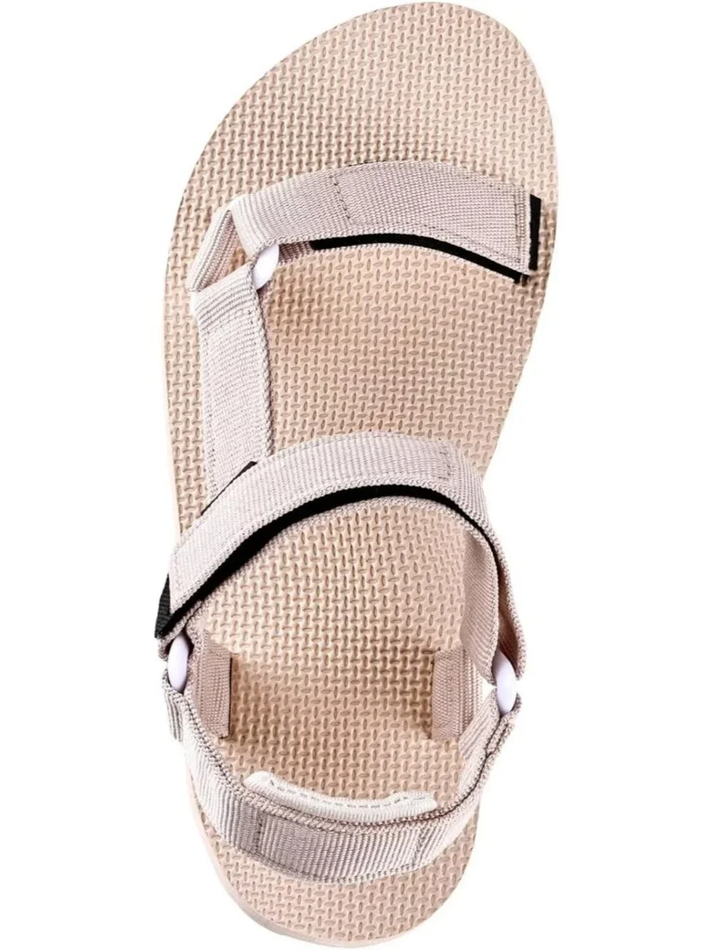 Women's Cream Hiking Sandals with-Arch-Support Webbing-Outdoor Beach Water
